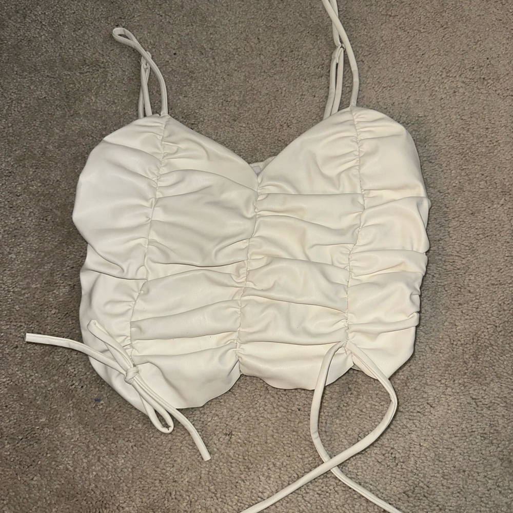 White Ruched Crop Top
